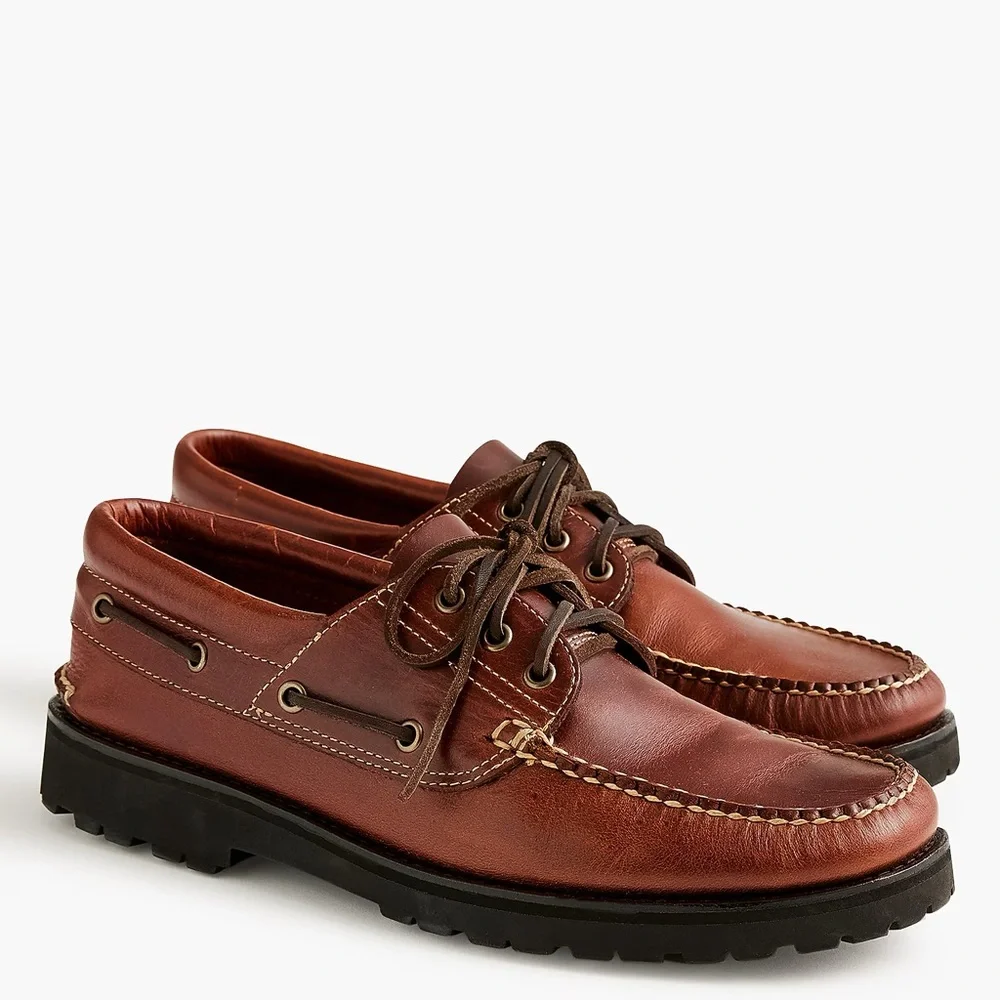 J. CREW Lug boat‎ shoes in Dark Seahorse Brown Size 10 M $198 CL552